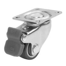 8 Pack 1 inch Low Profile Casters Wheels Soft Rubber Swivel Caster (4 with Brakes & 4 Without)