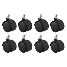 Plastic Ruota Girevole con Perno da 8 mm Stelo da 1.5 Pollici Dia Wheel 8 Pezzi Nero
