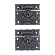 2X Wood Case Chest Box Rectangle Clasp Closure Hasp Latches Bronze Tone