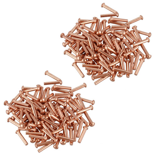 200 Pcs 5/64Inch x 25/64Inch Round  Copper Solid Rivets Fasteners
