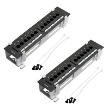 2X Network Tool Kit 12 Port CAT6 Patch Panel RJ45 Networking Wall Mount Rack with Surface Wall Mount Bracket
