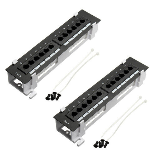 2X Network Tool Kit 12 Port CAT6 Patch Panel RJ45 Networking Wall Mount Rack with Surface Wall Mount Bracket