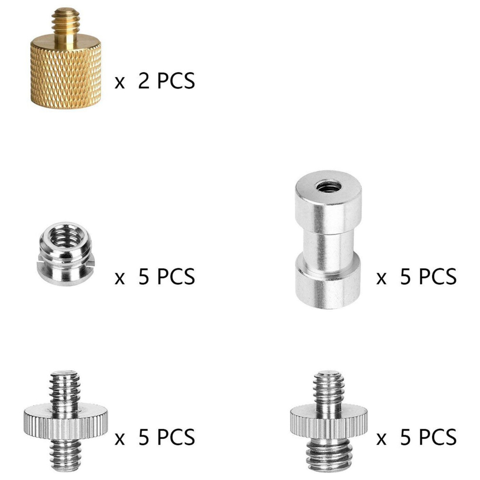 44Pack Camera Screw Adapter 1/4 To 1/4 Screw 1/4 To 3/8 Tripod Screw Adapter Converter Brass Screw Adapter Spigot Screw 6033314492241