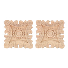 2X Vintage Unpainted Wood Carved Corner Onlay Applique Frame Background Home Furniture Wall Cabinet Door Decor
