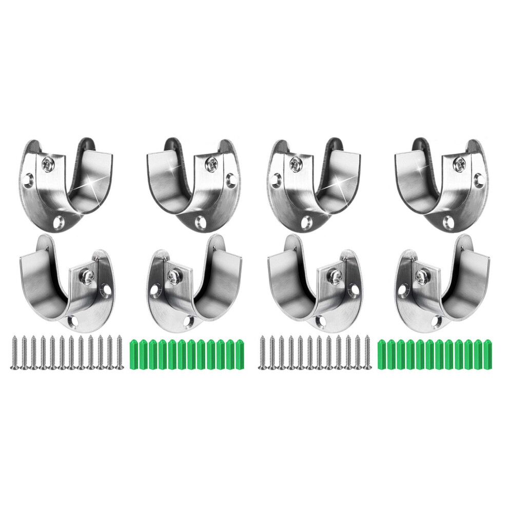 8 Packs Heavy Duty Stainless Steel Closet Rod End Supports Closet Pole Sockets Flange Rod Holder With Screws 6031443114256