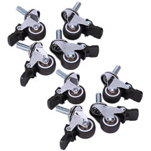 8 Pezzi Piccole Ruote 1 Pollice M8X15mm Tpe Ruote Silenziose con Freno Ruote Girevoli Universali per Mobili Libreria Cassetto