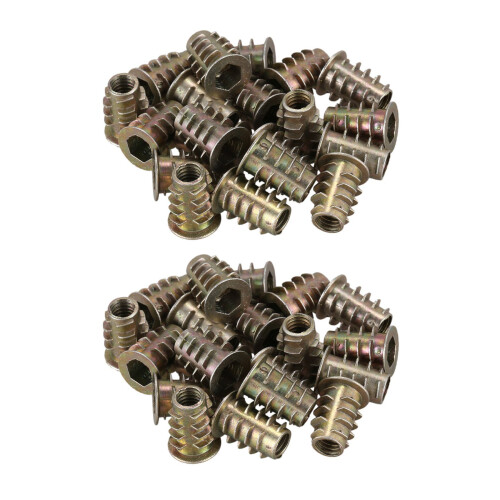 40 Pieces M6X 15mm Hexagon Socket Screw Thread Insert Nut for Wood