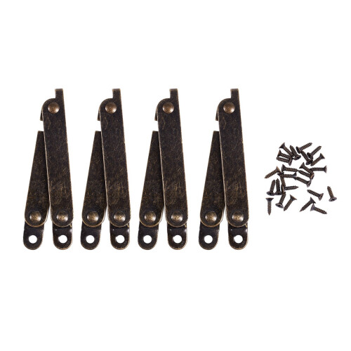 Furniture Box Rotatable Folding Lid Support Hinge Bronze Tone 8Pcs 1