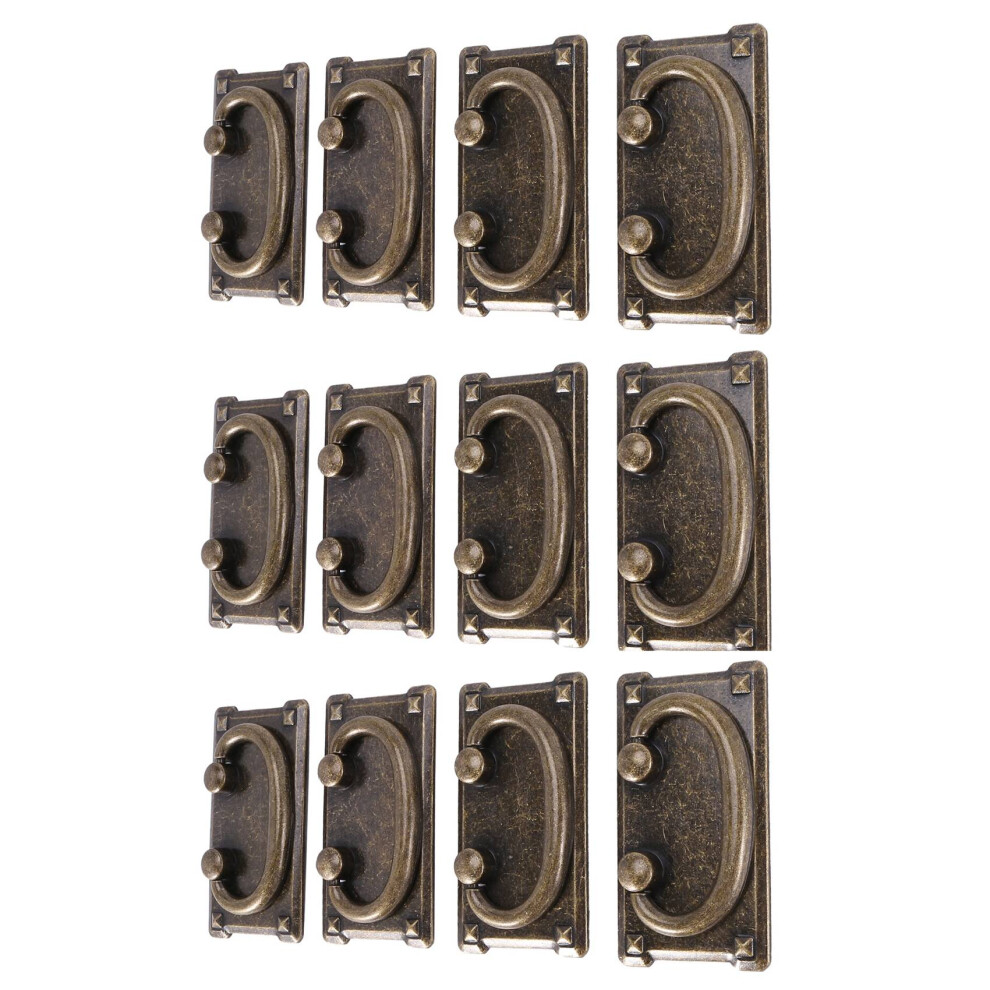 12Pcs Vintage Antique Bronze Drawer Ring Pull Handles, Cabinet Door Furniture Handle Decoration 6031515073399