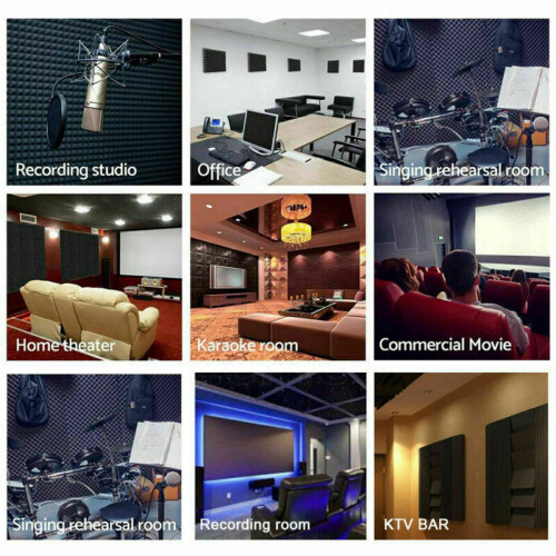 36 Pack Pyramid Shape Soundproof Foam Sound Proof Padding Treatment Panel for Echo Bass Insulation