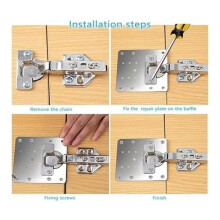 Cabinet Hinge Repair Plate Kit Kitchen Cupboard Door Hinge Mounting Plate with Holes Flat Fixing Brace Brackets
