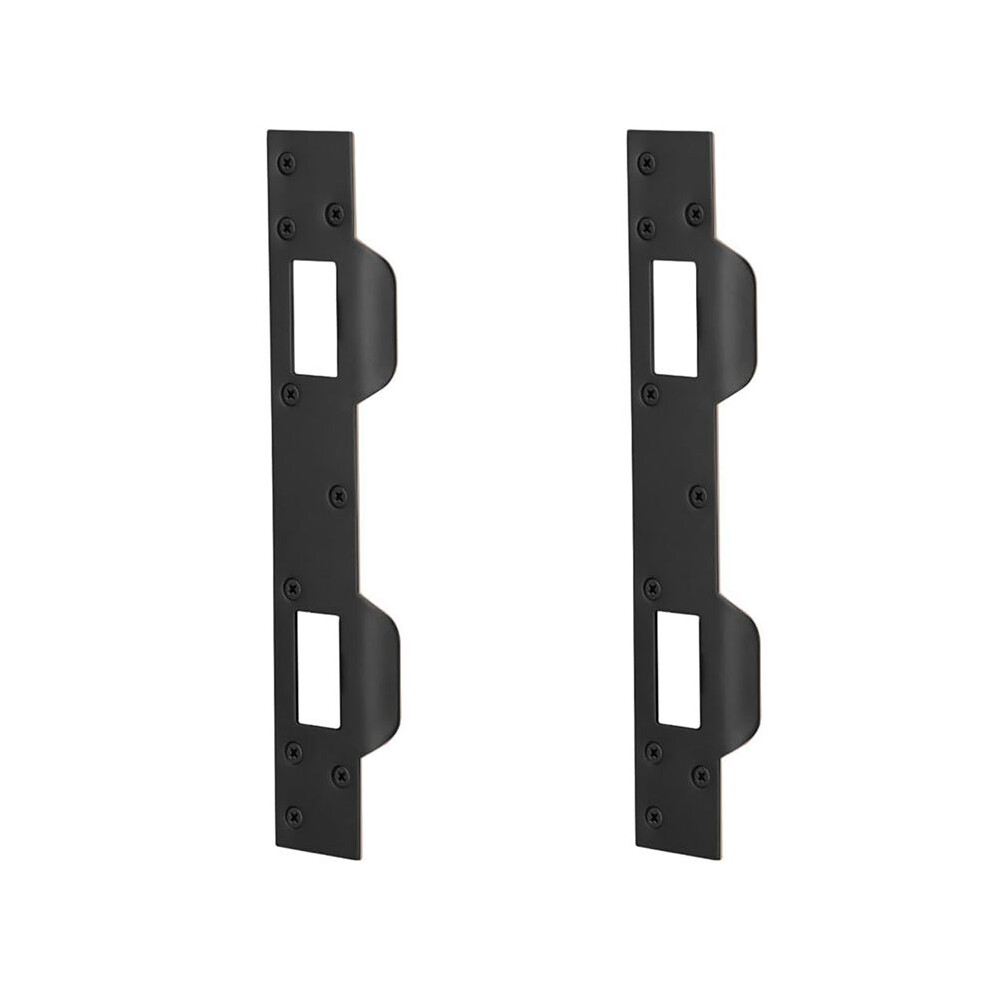 Door Strike Plate Double Holes, Heavy-Duty Reinforcement Plate For Door Handle And Deadbolt (2Pcs, Black) 4713624872583
