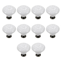 10 Pcs Drawer Pull Handles Round Cabinet Knobs Vintage Ceramic Door Knobs for Closet Cupboard Wardrobe Dresser White