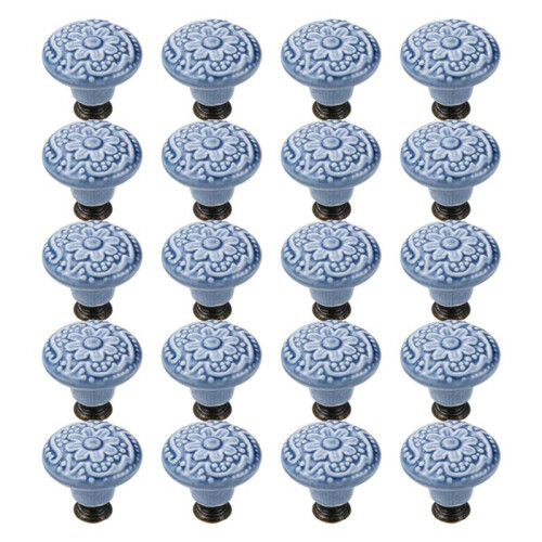 20 Pcs Drawer Pull Handles Round Cabinet Knobs Vintage Ceramic Door Knobs for Closet Cupboard Wardrobe Dresser