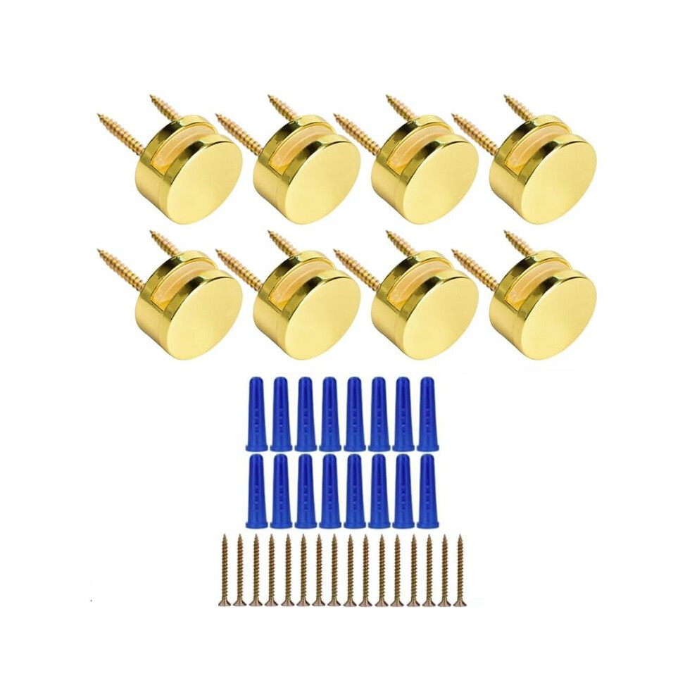 3-5Mm Frameless Mirror Mounting Hardware 8 Pack Dual-Screw Fixing Mirror Mounting Kit With Screws And Anchors Golden 4713575366018
