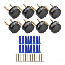 3-5 mm Rahmenlose Spiegel-Montageteile, 8Er-Pack, Doppelschrauben-Befestigungs-Spiegel-Montageset mit Schrauben und DüBeln, Schwarz
