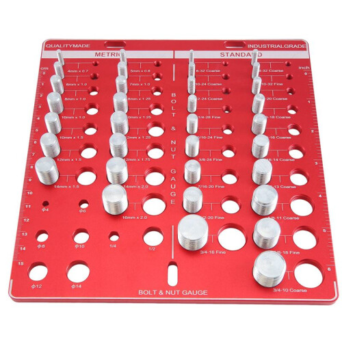 34Hole Nut and Bolt Thread Checker,Thread Checker,Bolt Size and Thread Gauge Identifier,Ruler with Inches and Centimeter 1