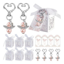 24 Piezas de Obsequios para Baby Shower, Que Incluyen Lindos Llaveros de Ángeles, Cajas de Obsequios y Tarjetas de Agradecimiento para Obsequios de
