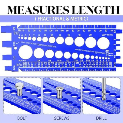 2Pc Nut Bolt Thread Gauge Checker Bolt Size and Thread Gauge Bolt Nut Thread Measure Gauge Bolt and Nut Identifier 2