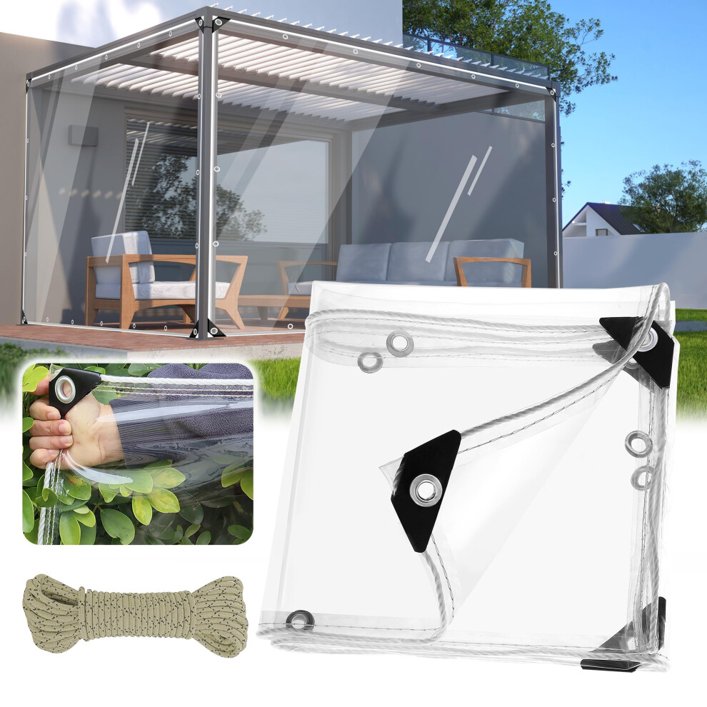 Clear Tarp With Grommets 12X12 Heavy Duty Pvc Tarpaulin, Waterproof Clear Cover With Reinforced Edges For Patio 9771547838036