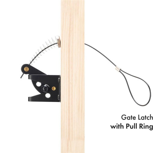 2 Pack Self Locking Gate  for Wooden Fence Heavy Duty,with Steel Spring Cable Pull String Gate Hardware Gate Lock 1