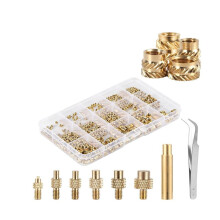 407 Pièces Inserts Filetés en Laiton pour Impression 3D, M2 M2,5 M3 M 4 M5 M6 Filetage Femelle Écrous Moletés Métriques Jeu de Chaleur Fileté