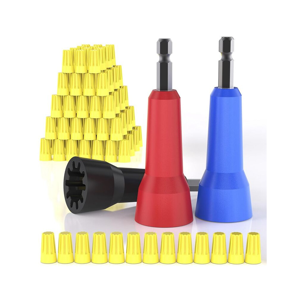 Wire Twister Tool 3Pcs Wire-Nut Twiter With 100Pcs Wire Caps For Drill,Spin Twist Wire Connector,Wire Twister Tool 6033968559437