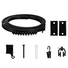 Flexible Bendable Curtain Track, Ceiling Wall Mounted, Black Curved Heavy Duty RV Sliding Curtain Track 3Meter