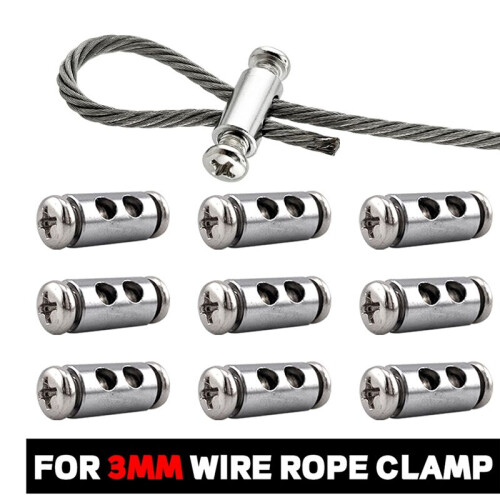 20PCS for 2/3mm Adjustable Wire Rope Clip Double Hole Cable Clamp Thread Locker Clamps Screw Fixing Hardware Accessories 1