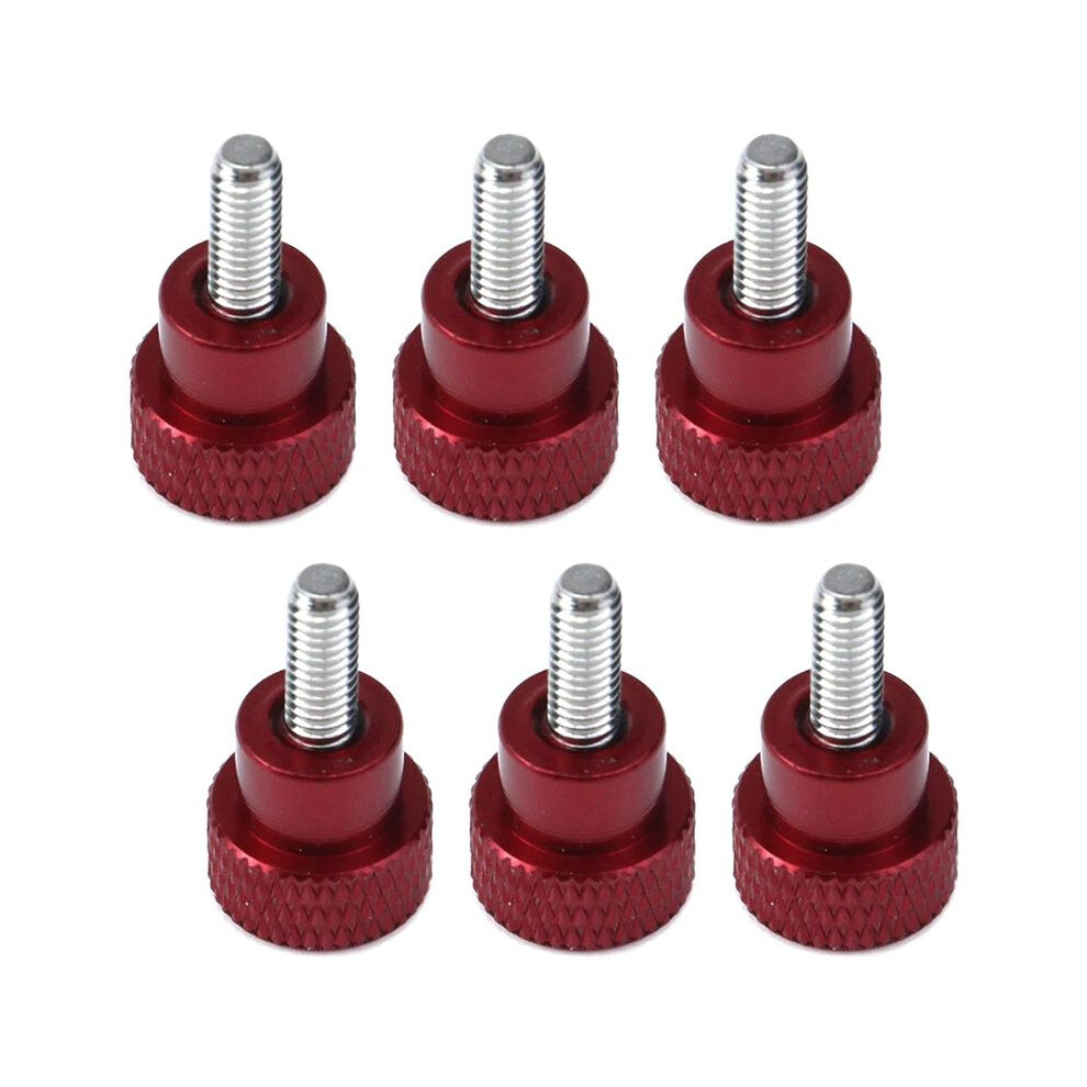 6Pcs M4x10mm Threads High -Knurled Thumb Screws Knobs Aluminum Alloy Red Knurled Shoulder Flat Tip Thumbscrew 6031106872257