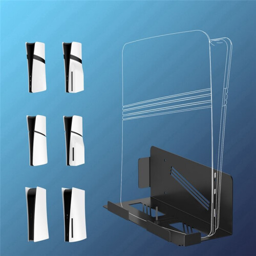 Wall Mount Bracket for PS5 Pro Console Wall Mount Organizer for PS5 Game Console Universal Wall Storage Rack Black