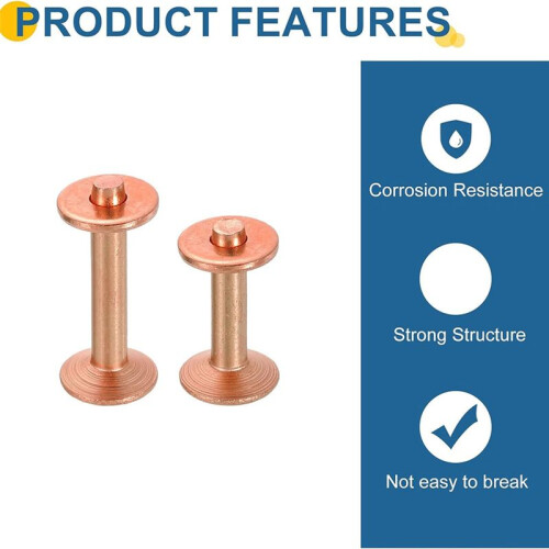 20Set Copper Rivets and Burrs, Solid Leather Copper Rivet Fastener with Punch Rivet Tool for Leather DIY  Supplies 2