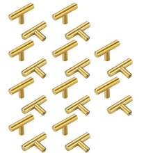 20 Stuks Gouden Kastknoppen 2 Inch, Messing Ladeknoppen Enkel Gat Gouden T-Balk Hardware Ladegrepen voor Thuis Kastdeur