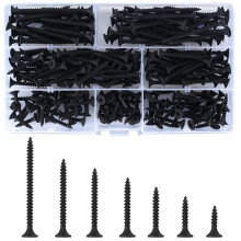 220Pcs M3.5 Screw Set Carbon Steel Flat Screw Self-Tapping Screws Assortment Kit Drywall Wood Screws Kit