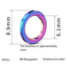 10pcs M6 Bicycle Titanium Flat Washer Universal Bike Bolts Gasket 6mm Mountain Road Bike Bolts Spacer Rainbow