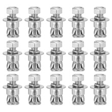 1/4inch X 5/8inch Zeskantmoerhulzen - 30Pack - Goed voor Betonnen Droge Bakstenen Blokmuren - Koolstofstaal - Zilver