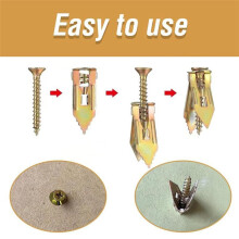 Parafusos de Âncoras Autoperfurantes, Âncoras Autoperfurantes de Aço Zincado Âncoras Autoperfurantes para Drywall com Parafusos 100 Peças