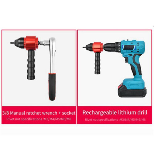 Accessoires de Conversion D'Outil D'Écrou de Rivet Électrique Manuel Détachable Ensemble D'Outils D'Écrou de Rivet à Main 2