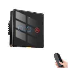 Fan Light 2-Way RF433 Remote Control Wall Touch Tuya APP Voice Timing Black
