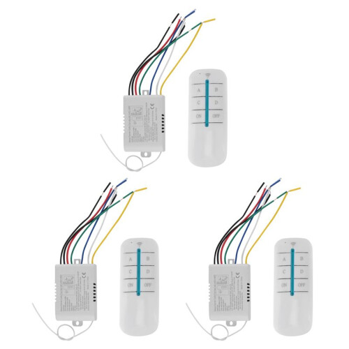 3X 4 Way Light Lamp Digital Wireless Remote Control  /OFF 220V 1