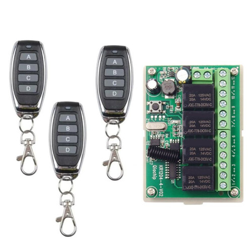 433MHz Universal Wireless Remote Control  12V 4CH Relay  with 4 Button Transmitter for DIY Projects