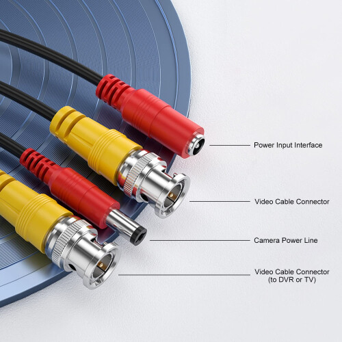 150ft BNC Security Camera Cable Black CCTV Video Power Wire for HD DVR Surveillance System 1