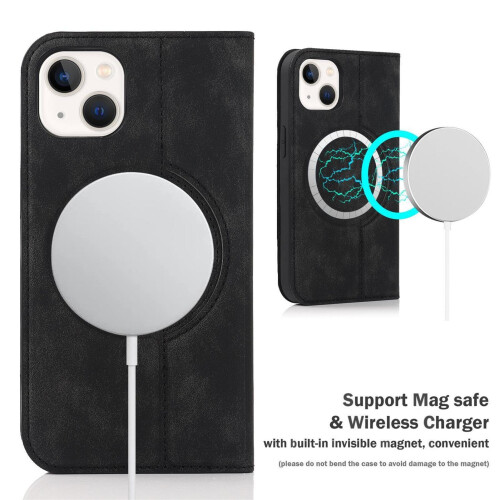 Curry Leather Wallet Case with RFID Blocking, Magnetic Closure and Folio Stand for iPhone 15 Pro 1