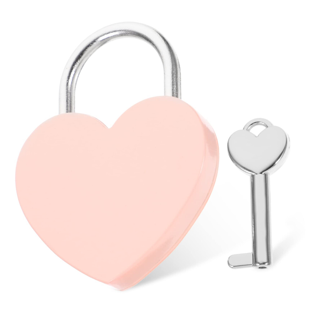 Pink Heart Padlock With Key Compact Romantic Lock For Jewelry Box Diary Suitcase Or Couples Gifts 9351714481564
