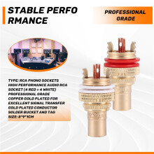 8 X CMC Gold plated RCA Phono CHASSIS SOCKETS Female Professional AMP HIFI RCA socket gold plated lotus female
