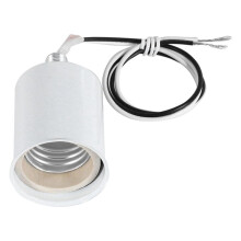 E27 Ceramic Screw Base Round LED Light Bulb Lamp Socket Holder Adapter metal Lamp Holder With Wire White