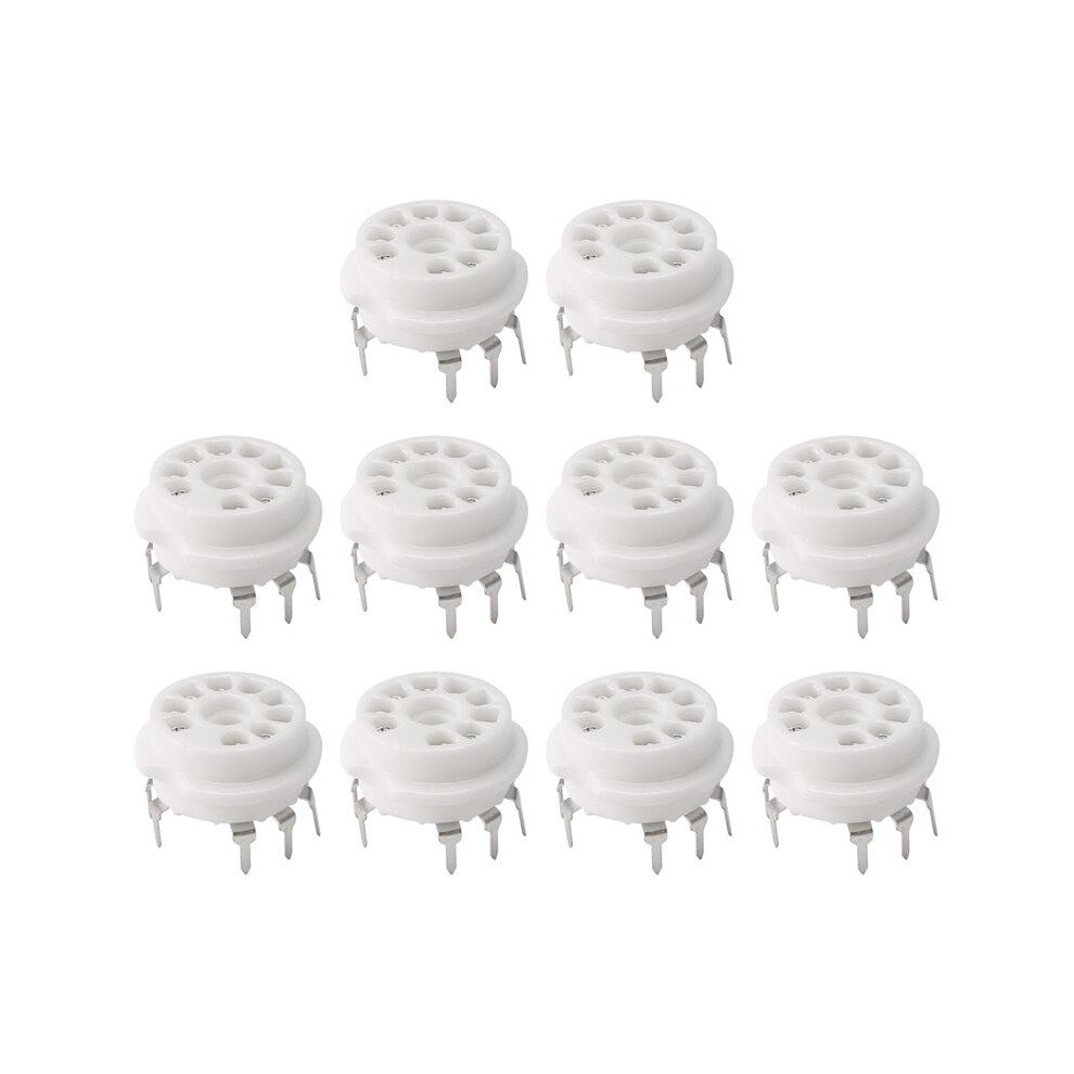 10Pcs Pcb 9Pin Ceramic B9a Vacuum Tube Socket Audio Hifi Diy Amps For 12Ax7 12Au7 12At7 Ecc81 Ecc82 Ecc83 -Plated Silver 6032653655768
