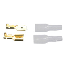 200ST Hona Spade Crimp Terminals Sleeve Wire Wrap Connector för 22-16 AWG BilstereohöGtalare, 6,3 Mm