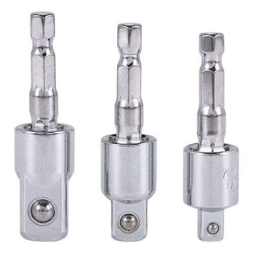 3 Pack Impact Grade Socket Adapter 360-Degree Universal Joint Swivel Socket Set, Socket to Drill Adapter 1