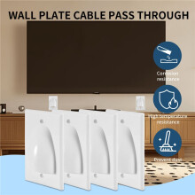 4 Pieces Single Gang Bundled Cable Wall Plate for Cabling Cable Dust-Proof Plate Internal Management Convex Audio